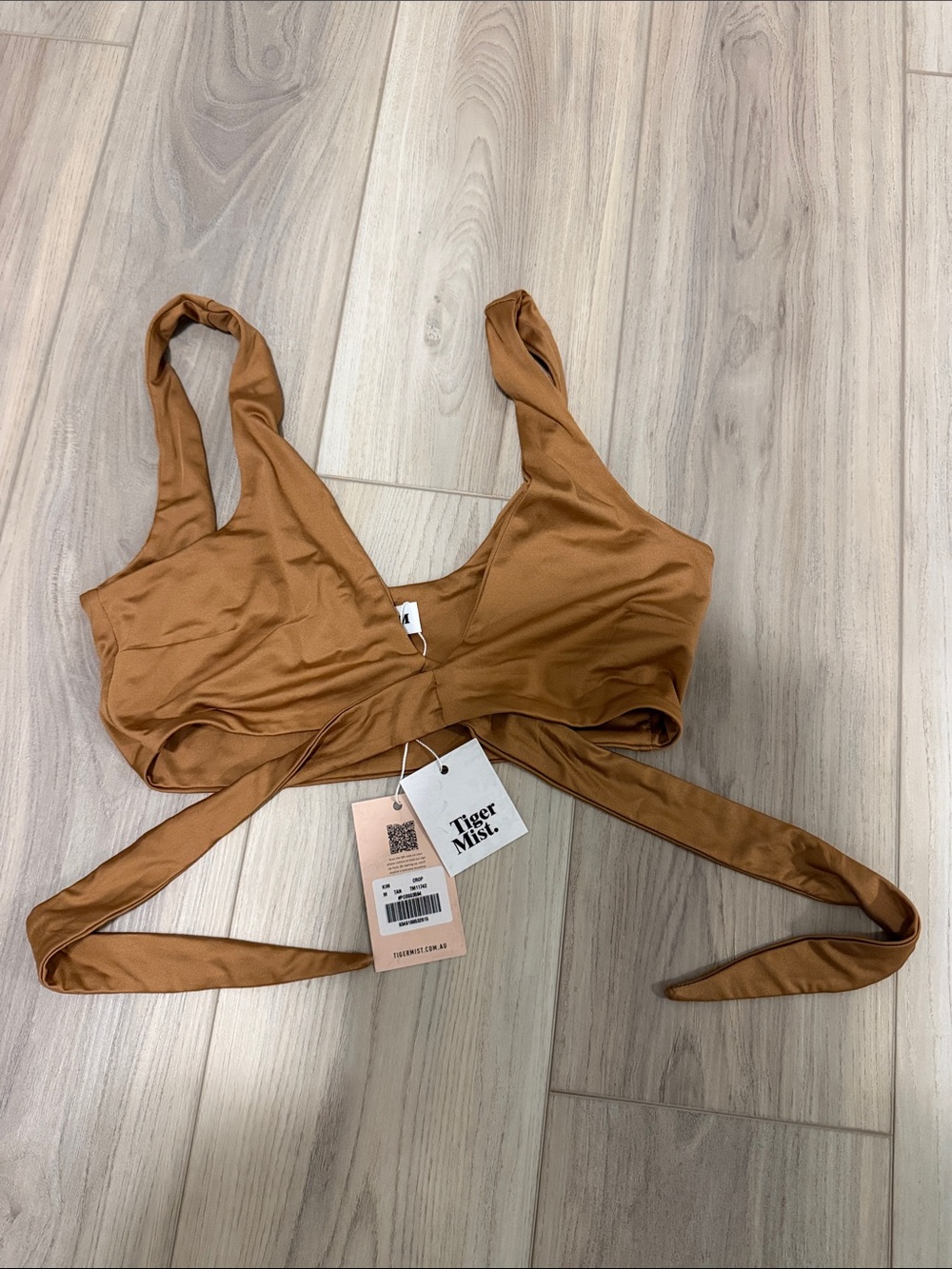 Tiger Mist Tan Wrap Crop Top